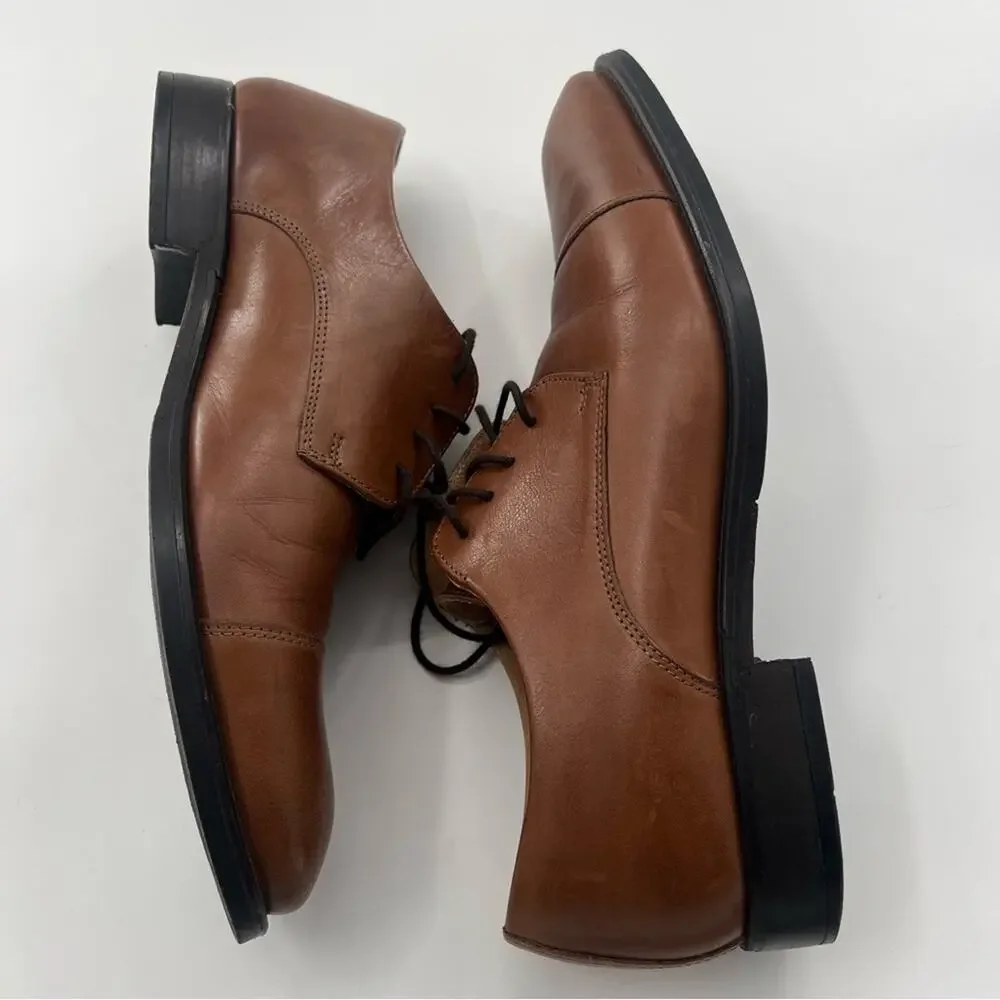 Vero Cuoio Men’s Tan Brown Leather Loathers Round Toe Lace Up Shoes Oxford